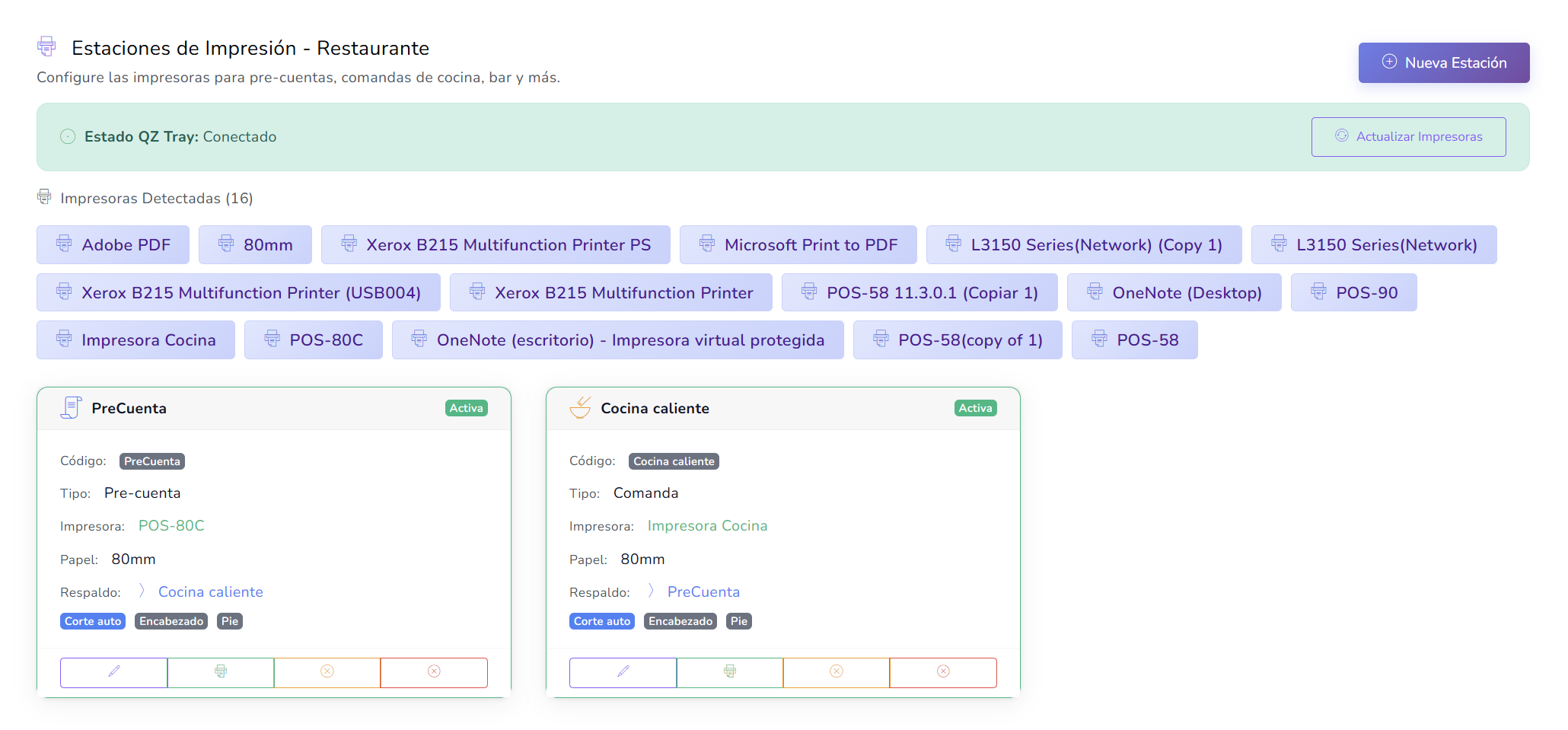 Estaciones de Impresión
